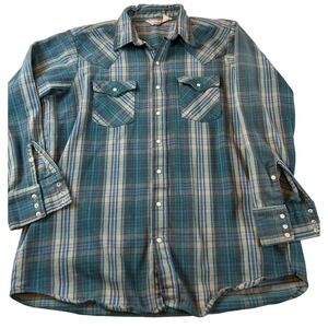 Vintage WINTER RUN Western Shirt Pearl Buttons Flannel Shirt SEE PICS FOR SIZE